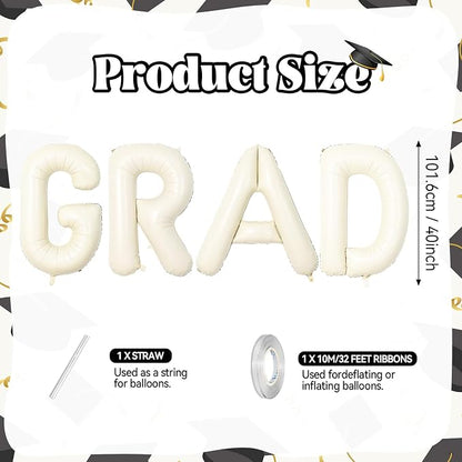 Biapian 40 Inch GRAD Balloons, Cream Letter Balloon, Large Banner - Image 2