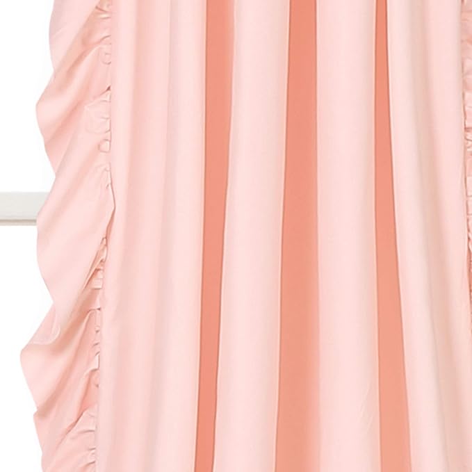 Lush Decor Reyna Ruffle Window Curtain Panel Set, Blush Pink - Image 3