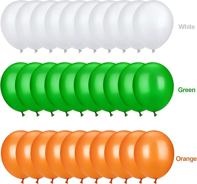 TecUnite 100 Pcs Orange White Green Latex Balloons 13 Inch Colorful Round - Image 7