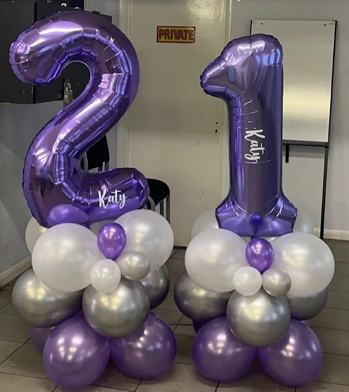 Number 25 Purple Balloons 40 Inch Giant Foil Purple 25 Helium Balloons - Image 6