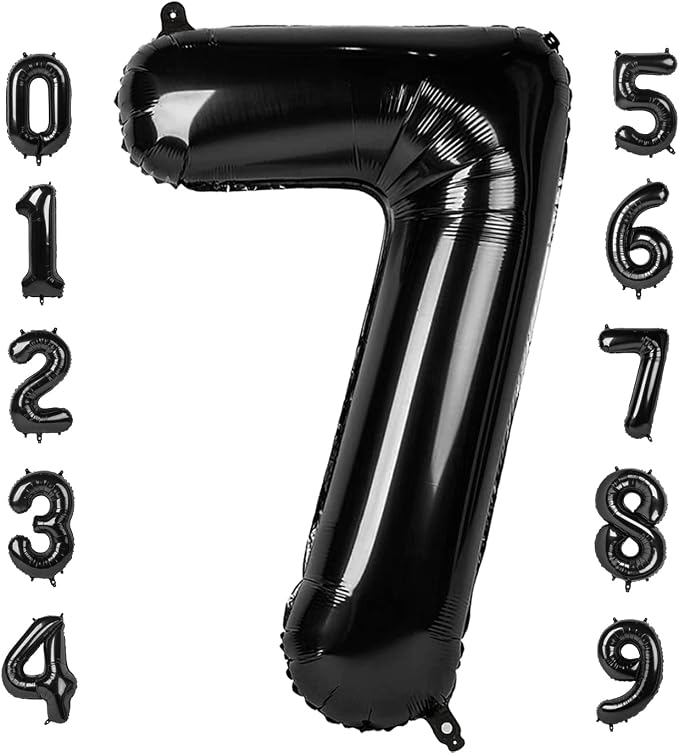 Number Balloon 40 Inch Black Number 7 by Mluchee