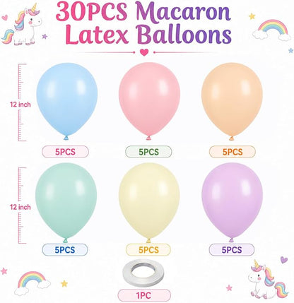 Pastel Balloons Macaron 12 Inch Pink Blue Green Purple Orange Yellow Latex - Image 3