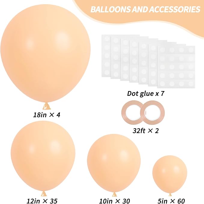 RUBFAC Nude Balloons Different Sizes 18 12 10 5 Inch Boho Balloons 129pcs | - Image 2