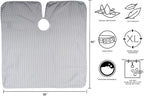 Cricket Route 66 Barber Cape - Hair Cutting Cape with Classic Pinstripe Design, Adjustable Snap Neck Closure - Water-Resistant, Lightweight and Comfortable, Extra Large Coverage - 58” x 60”