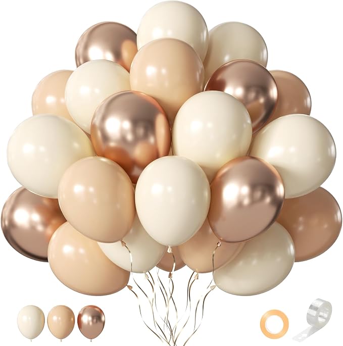 Beige Champagne Gold Balloons 60 Pcs 12 Inch Cream Tan Nude Neutral Latex by Searchbyoccasioncolorsize