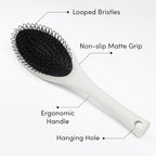 The Hair Shop Beige Loop Brush - Salon Professional Grade with Ergonomic Design - Safe Detangler Tool for 100% Remy Human and Synthetic Hair Extensions and Wigs (Light Grey)
