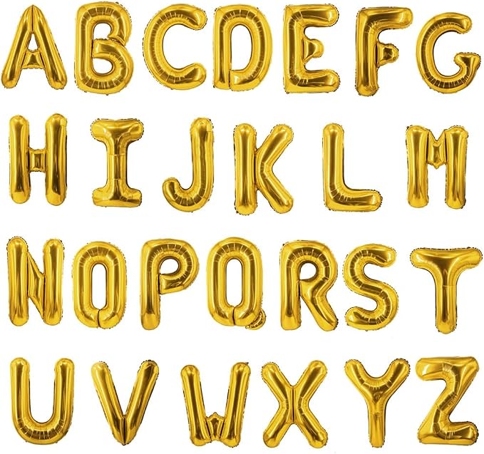Gold Letter Balloons Foil Alphabet A-Z Balloons Custom Personalized Phrase by Uorbmaio
