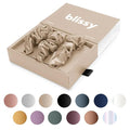 Blissy Silk Scrunchies (3 Pack) - 100% Pure Mulberry Silk - 22 Momme 6A High-Grade Fibers Scrunchie for Straight & Curly Hair - Preventing Breakage, Tangling, & Creasing (Champagne Skinny)