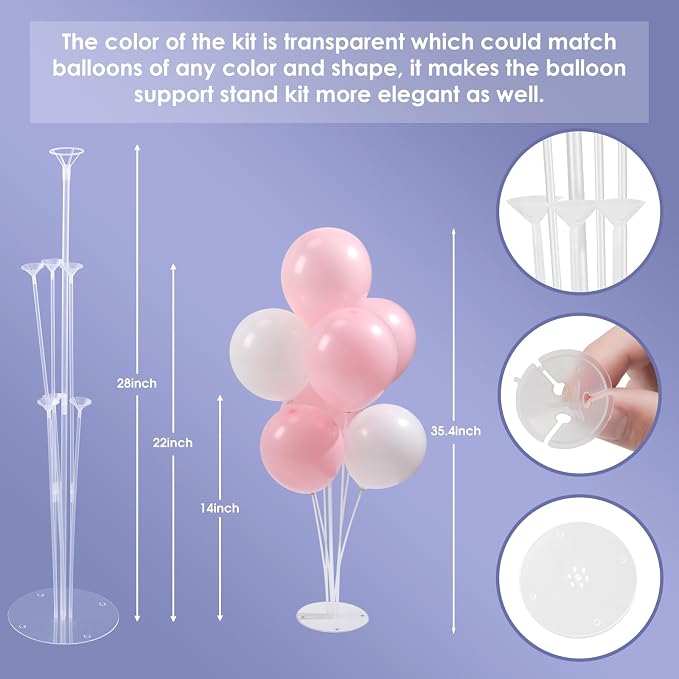 Voircoloria 6 Sets Balloon Stand Kits, Balloon Sticks - Image 2