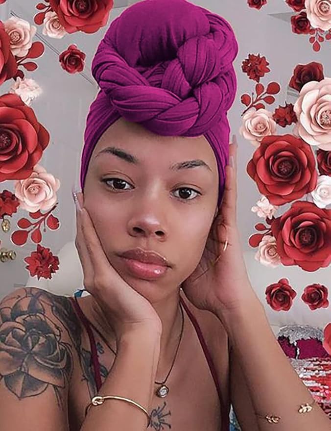 Harewom Head Wraps for Black Women Stretch Head Scarf Long African Hair Wraps Turban Headwraps Jersey Headbands