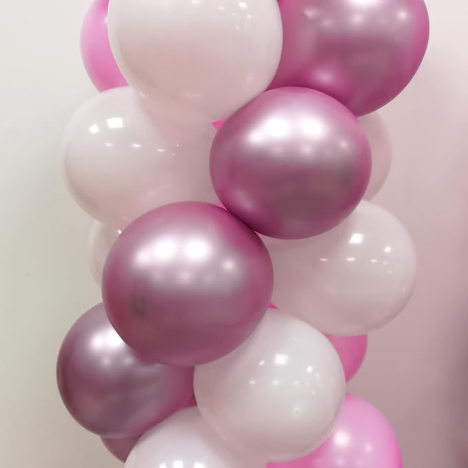 100Pcs Pink and White Column Tower Balloons - Image 4