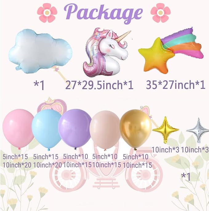 PageebO Pastel Rainbow Unicorn Balloon Garland Arch Kit - Image 2
