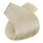 RUNATURE Wire Hair Extensions Human Hair, Platinum Blonde Hair Extensions One Piece Clip in Fish Line Hidden Extnesions, Silky Remy Natural Hair for Women 12 Inch 70g #60