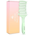 Hair Brush, Curved Vented Detangling Hair Brushes for Women Men Wet or Dry Hair,Faster Blow Drying Styling Professional Paddle Vent detangler brush (Light Green)