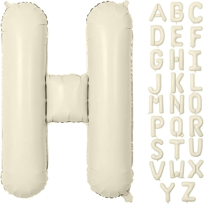 Letter Balloon 40Inch Cream White Big Alphabet Balloons Letter H | Giant Foil by YUNSHANGMO