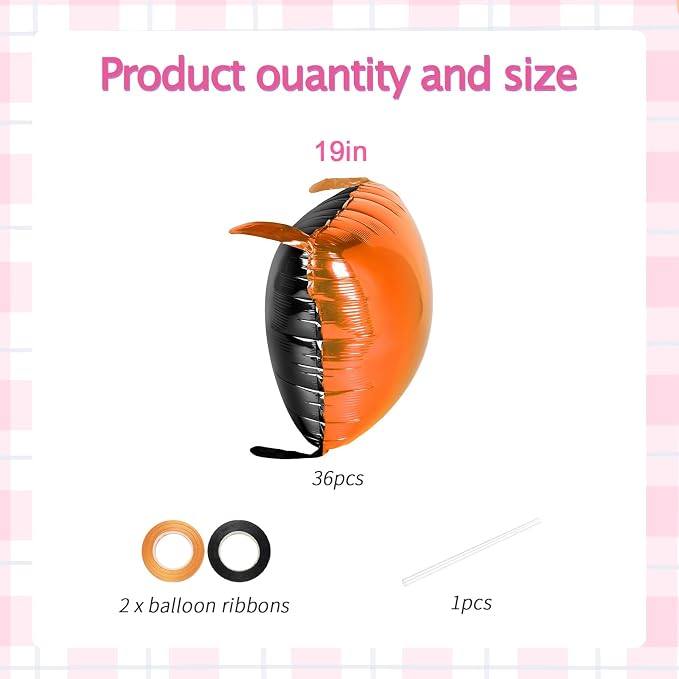 36pcs Black & Orange Square Foil Balloons Kit - Image 4