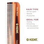 Kent A FOT Handmade Pocket Comb for Men, Women and Kids, All Fine Tooth Hair Comb Straightener for Everyday Grooming and Styling Hair, Beard and Mustache, Saw Cut and Hand Polished, Made in England