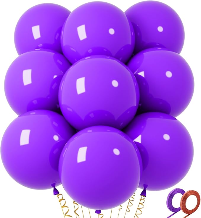 32Pcs Purple Big Balloons 18 Inch, Round Large Latex Party Balloons by Qikoolaa