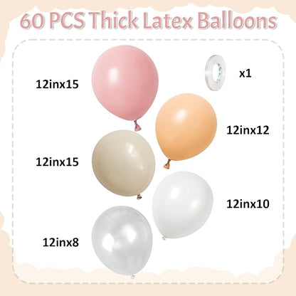 HILAVO Blush Pink Balloons 60 Pcs 12 Inch Dusty Pink White Sand Latex Balloon - Image 2