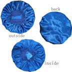VEYRNEIC Hair Satin Bonnet for Sleeping Shower Caps Silk Chemo Caps with Wide Elastic Band Night Sleep Cap Bonnets for Black Women Braids with Satin Storage Bag (Royal Blue)