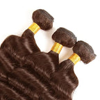 Chocolate Deep Wave Bundles Human Hair Color 4 Bundles Peruvian Grade 8A Virgin Remy Hair Mixed Length 3 Bundles 16 18 20 Inch Double Weft Hair Weave