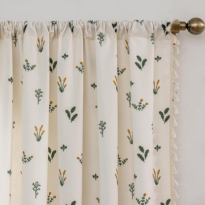 F-CHU Boho Floral Curtains 63 Long Patterned Curtain - Image 3