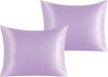 NTBAY 2 Pack Satin Standard Pillowcases for Hair and Skin, Luxurious and Silky Pillow Cases with Envelope Closure, 20x26 Inches, Light Purple