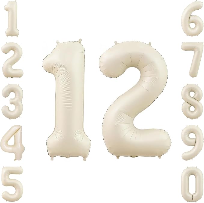 Cream Number 12 Balloon 40 Inch, Foil Numeral by Unknown