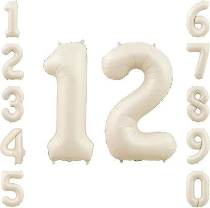 Cream Number 12 Balloon 40 Inch, Foil Numeral by Unknown