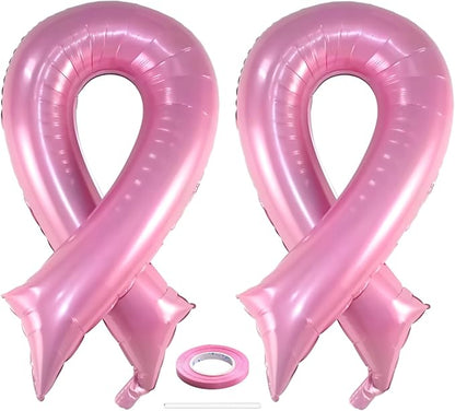 Pink Breast Cancer Awareness Ribbon Balloon Ribbon Shaped Foil Balloons | 42'' by BYNYTO