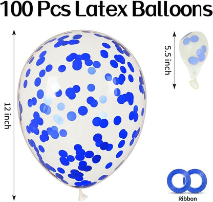 100pcs Blue Confetti Balloons 12 Inch Clear Latex Balloon - Image 2
