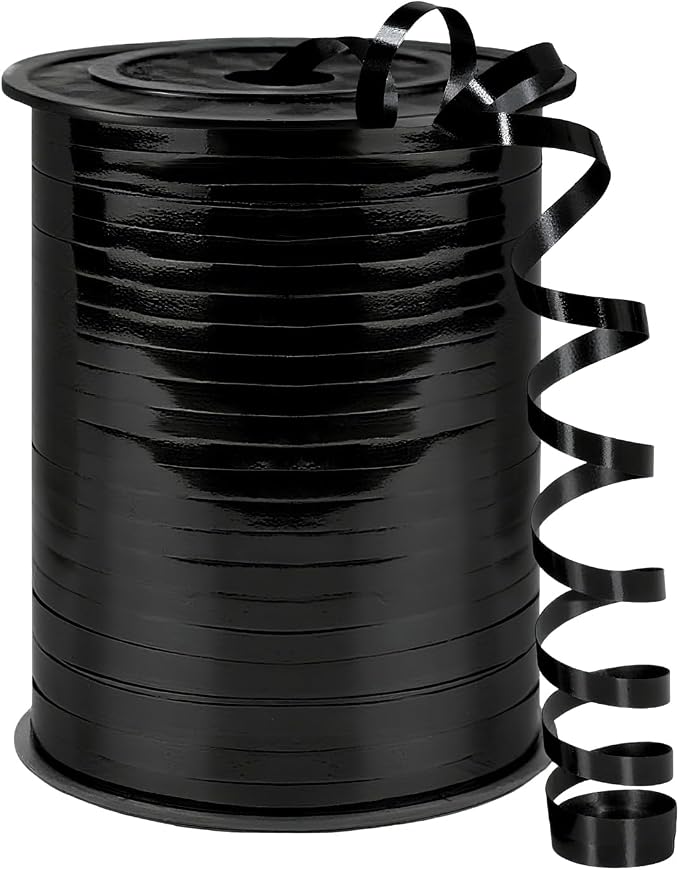 500 Yards Curling Ribbon, 1/5 Inch Shiny Black Ribbon, Balloon String, Party by Unknown