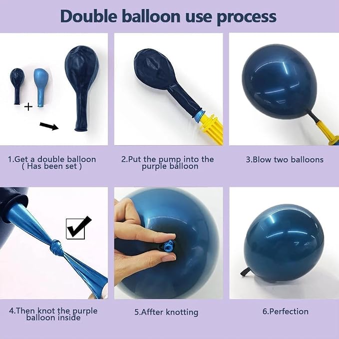 Navy Blue Purple Balloon Arch Double Stuffed Dark Blue Pastel Lavender White - Image 5