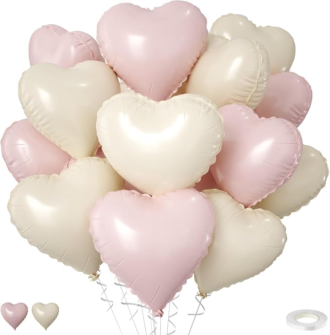 Pink Cream Heart Balloons by FEYG