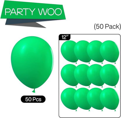 PartyWoo Green Balloons 50pcs Green Latex Helium Balloons 12 Inch | Birthday - Image 5