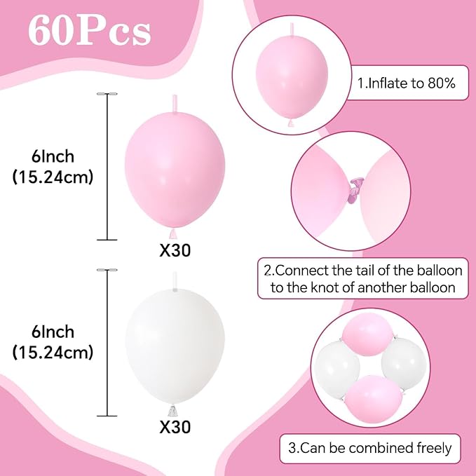 Pink White Link Balloons - Image 2