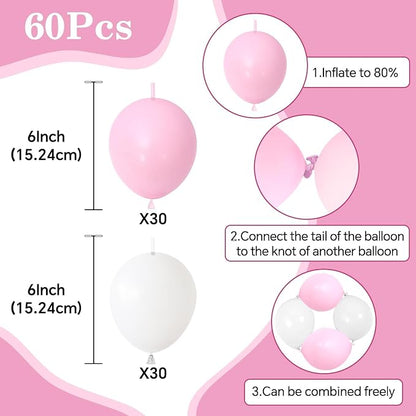 Pink White Link Balloons - Image 2