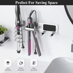 Tindbea Hair Dryer Holder Curling Iron Holder Flat Iron, Blow Dryer Holder Wall Mount, 3 in 1 Bathroom Hair Tool Organizer Rack for Universal Dryer, Silver Color
