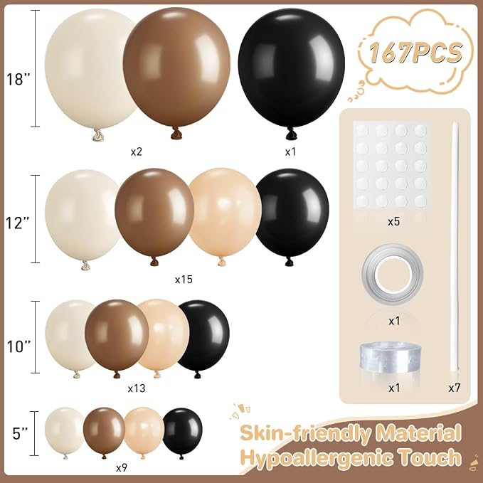 Black Brown Nude White Balloon Garland Arch Kit - Image 2