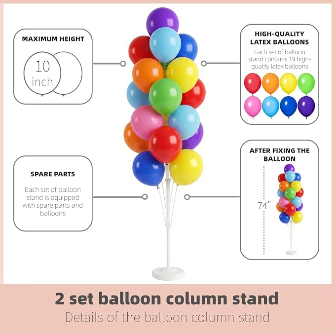 HIINS 2 Set Assorted Color Balloon Column Kit - Image 4