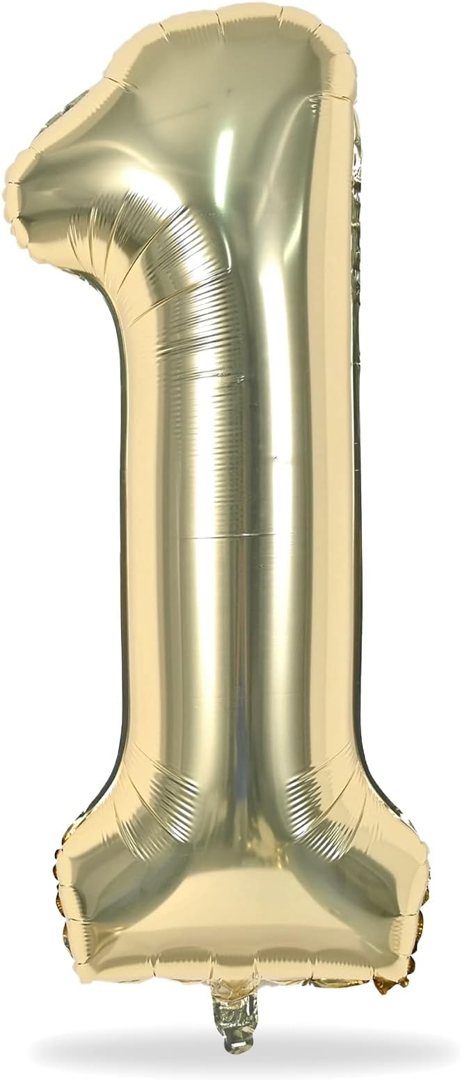 Champagne Gold Number 1 Balloons, 40 In Large Light Gold Number 1 Foil Helium - Image 9