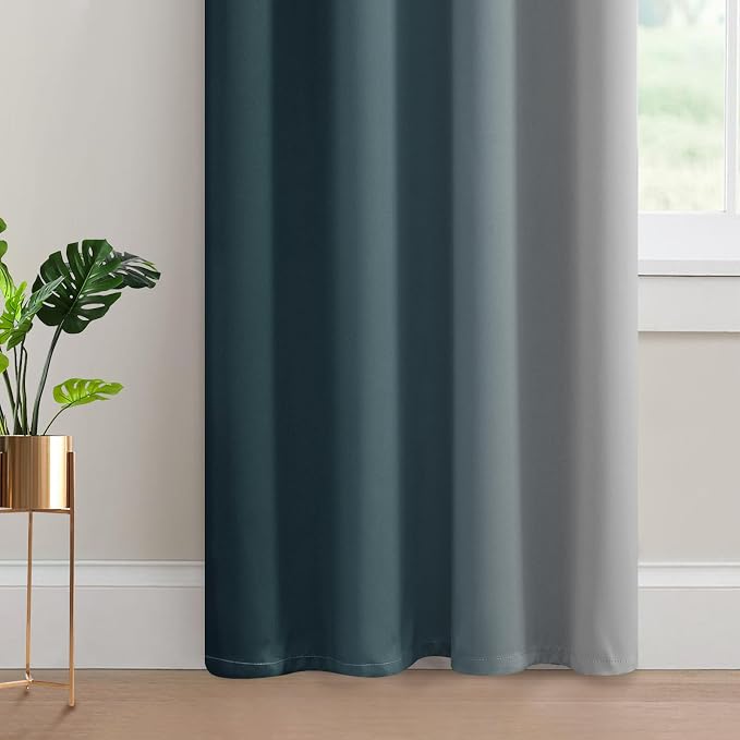 Yakamok Ombre Curtains Stone Blue and Greyish White - Image 4