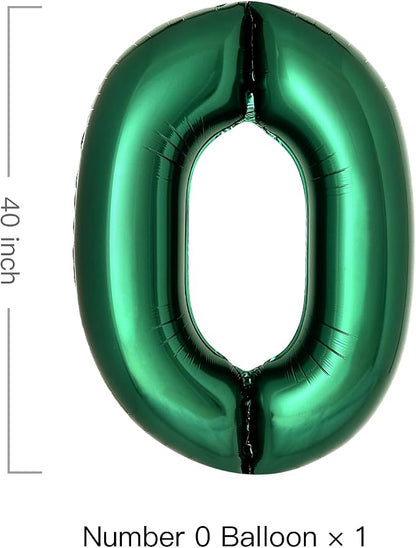 Dark Green Number 0 Balloons Large Emerald Green Number Balloons 40 Inch Jungle - Image 2
