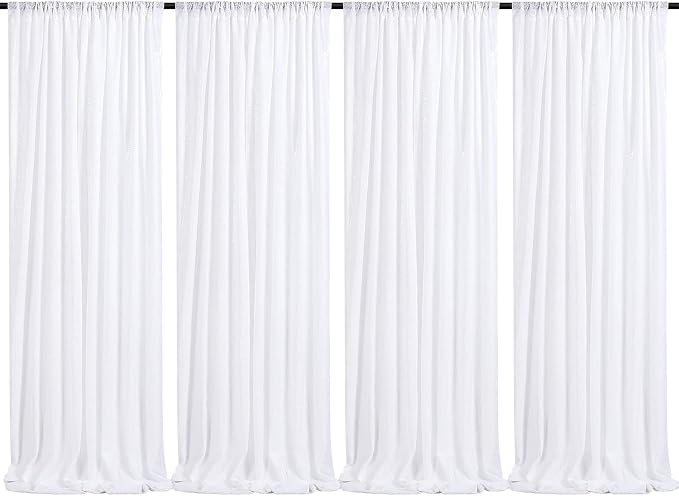 White Sequin Backdrop Curtain 4 Pack 2ft x 8ft Backdrop Birthday Background | by QueenDream