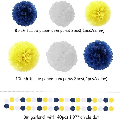 Navy-Blue White-Yellow Graduation Party Decorations - Image 3