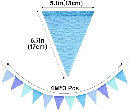 G2PLUS Pre-Strung Burlap Pennant Banner, 39Ft Blue Triangle Flag Bunting - Image 2