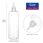 Hair Color Applicator, 16 Ounce Squeeze Bottle for Hair, PET Plastic Refillable With Clear Twist Top Cap - 2 Pack, Transparent