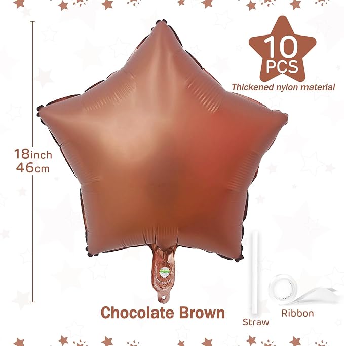 Chocolate Brown Star Balloons 18 Inch - Image 3