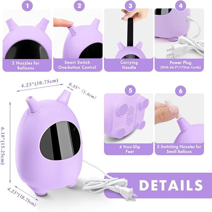 Balloon Pump Electric, SPLAKS Balloons Inflator Air Pump Portable Balloon Blower - Image 4