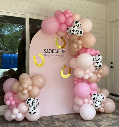 Cowgirl Balloons, 12 Inch Light Pink Brown Sand and Cow Print Balloon - Image 7